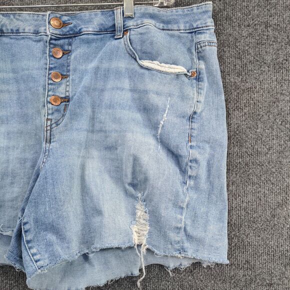 Maurices Womens Cut Off High Rise Jean Shorts Blue Size 22W Denim Button Fly - Picture 7 of 12